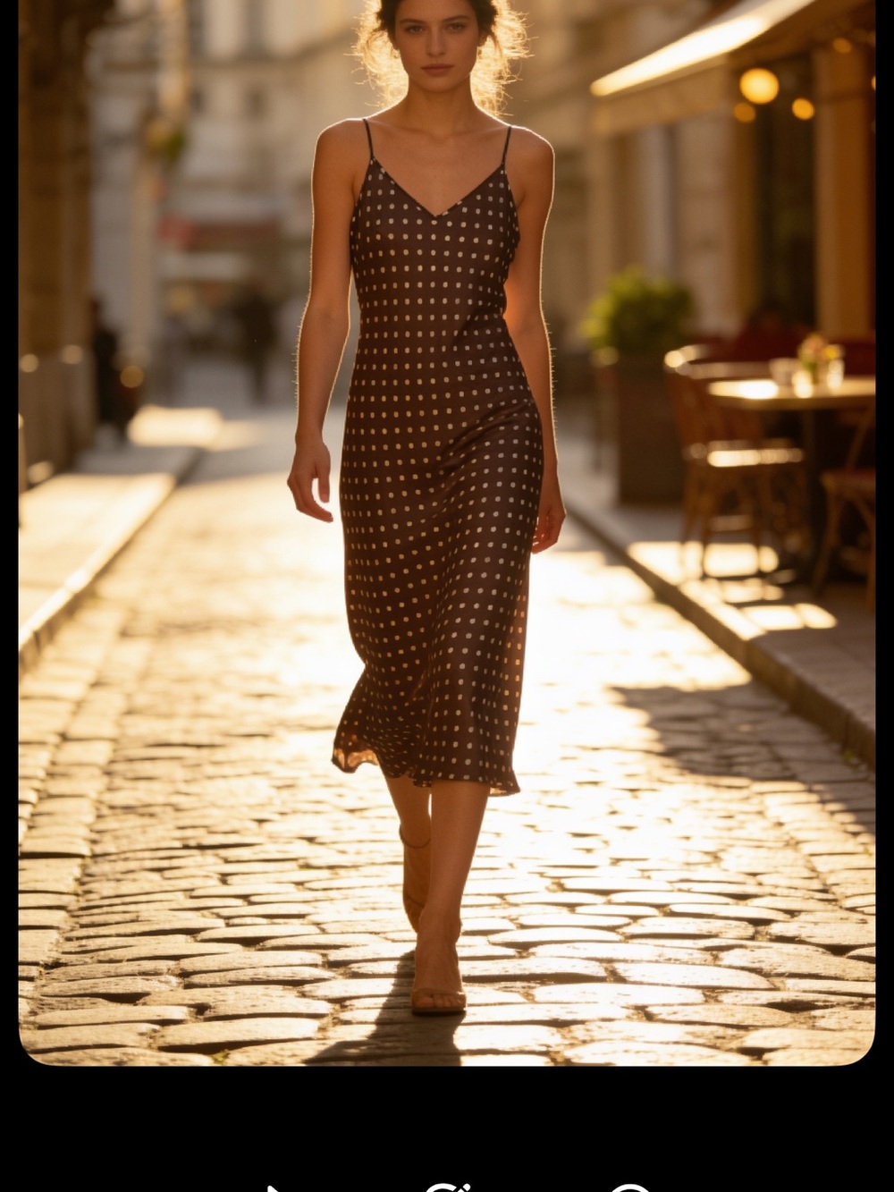 Quince Brown Polka Dot Slip Midi Dress size M